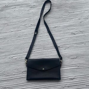 Portland Leather Goods Black Envelope Crossbody Clutch Minimalist Leather